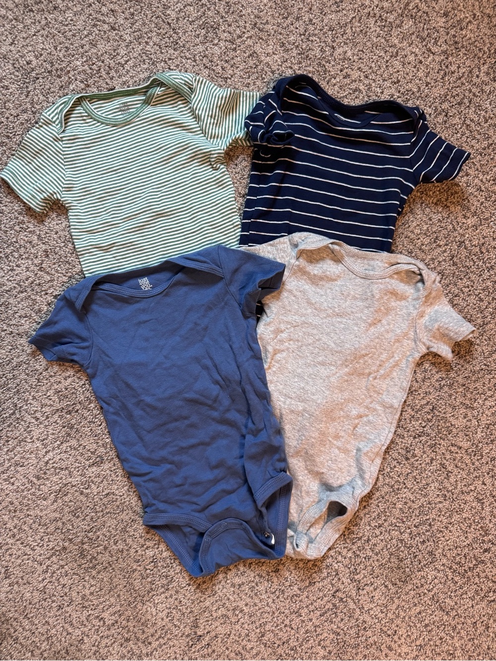 Everyday Cotton Baby Bodysuit Set - Blue, Navy, Gray, Green Stripe